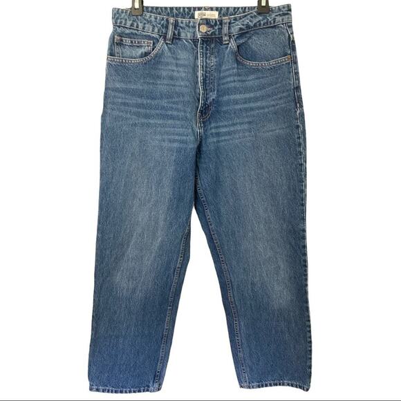 Zara Boyfriend Jeans Washed Blue size US 8 High rise Cotton - Picture 1 of 6
